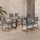 Conjunto Sala de Jantar Mesa 160x90cm Base Lunna Tampo Mdf Laca com Vidro Napoli