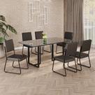 Conjunto Sala de Jantar Mesa 160x90cm Base Lunna Tampo MDF Laca com Vidro Napoli Preto Conjunto Sala de Jantar Mesa 160x90cm Base Lunna Tampo MDF Laca com Vidro Napoli Preto