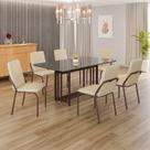Conjunto Sala de Jantar Mesa 160x90cm Base Pérola Tampo Mdf com Vidro Malibu Conjunto Sala de Jantar Mesa 160x90cm Base Pérola Tampo Mdf com Vidro Malibu