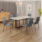 Conjunto Sala de Jantar Mesa 160x90cm Base Pérola Tampo Mdf Laca com Vidro Malibu