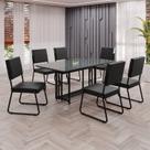 Conjunto Sala de Jantar Mesa 160x90cm Base Pérola Tampo Mdf Laca com Vidro Napoli