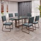 Conjunto Sala de Jantar Mesa 160x90cm Base Pérola Tampo Mdf Laca com Vidro Napoli Conjunto Sala de Jantar Mesa 160x90cm Base Pérola Tampo Mdf Laca com Vidro Napoli