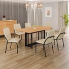 Conjunto Sala de Jantar Mesa 160x90cm Base Pérola Tampo MDF Malibu Preto/Creme/Cinamomo Conjunto Sala de Jantar Mesa 160x90cm Base Pérola Tampo MDF Malibu Preto/Creme/Cinamomo