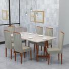 Conjunto Sala De Jantar Mesa 160X90Cm Tampo Vidro/Mdf Com 6 Cadeiras Safira