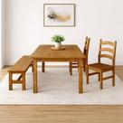 Conjunto Sala de Jantar Mesa 180cm 2 Cadeiras e 1 Banco Madeira Maciça Ventimiglia Yescasa Marrom/Nogueira