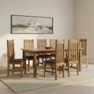 Conjunto Sala de Jantar Mesa 180cm e 8 Cadeiras Estofadas 100% Madeira Maciça Essen Yescasa Conjunto Sala de Jantar Mesa 180cm e 8 Cadeiras Estofadas 100% Madeira Maciça Essen Yescasa