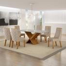Conjunto Sala de Jantar Mesa 180cm Tampo de 2,5cm com 6 Cadeiras Aurora