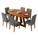 Conjunto Sala De Jantar Mesa 1,80m Vick 6 Cadeiras Bel Madeirado - Cinza