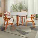 Conjunto Sala de Jantar Mesa 4 Cadeiras Vidro MDF Authentic Champagnhe/Off White