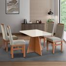 Conjunto Sala de Jantar Mesa 90x120cm Tampo Vidro com 4 Cadeiras Madeira Maciça Conjunto Sala de Jantar Mesa 90x120cm Tampo Vidro com 4 Cadeiras Madeira Maciça