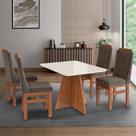 Conjunto Sala de Jantar Mesa 90x120cm Tampo Vidro com 4 Cadeiras Madeira Maciça Conjunto Sala de Jantar Mesa 90x120cm Tampo Vidro com 4 Cadeiras Madeira Maciça