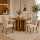 Conjunto Sala de Jantar Mesa Amanda 4 Cadeiras 120cm Miami Yescasa