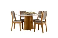 Conjunto Sala de Jantar Mesa Anitta 120X80 4 Cadeiras Carol Ype/Off White/Suede Marrom