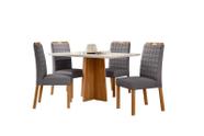 Conjunto Sala de Jantar Mesa Anitta 135X90 4 Cadeiras Mariah Ype/Off White/Veludo Cinza