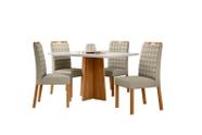 Conjunto Sala de Jantar Mesa Anitta 135X90 4 Cadeiras Mariah Ype/Off White/Veludo Nude