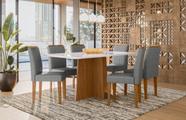Conjunto Sala de Jantar Mesa Anitta 160X90 6 Cadeiras Ana Ype/Off White/Linho Cinza Claro