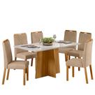 Conjunto Sala de Jantar Mesa Anitta 160X90 6 Cadeiras Anitta Ype/Off/Linho Areia