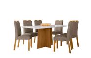 Conjunto Sala de Jantar Mesa Anitta 160X90 6 Cadeiras Mariah Ype/Off White/Suede Marrom
