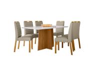 Conjunto Sala de Jantar Mesa Anitta 160X90 6 Cadeiras Mariah Ype/Off White/Veludo Nude
