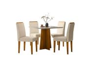 Conjunto Sala de Jantar Mesa Anitta 90X90 com 4 Cadeiras Ana Ype/Off White/Linho Palha - NC