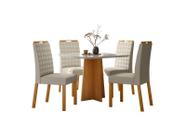 Conjunto Sala de Jantar Mesa Anitta 90X90 com 4 Cadeiras Mariah Ype/Off White/Veludo Nude - NC