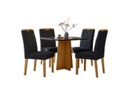 Conjunto Sala de Jantar Mesa Anitta 90X90 com 4 Cadeiras Sarah Ype/Preto/Veludo Preto - NC