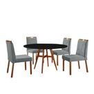 Conjunto Sala de Jantar Mesa Atenas Madeira Maciça 110cm Tampo Redondo Vidro Preto com 4 Cadeiras Bela com Puxador Móveis Minas Conjunto Sala de Jantar Mesa Atenas Madeira Maciça 110cm Tampo Redondo Vidro Preto com 4 Cadeiras Bela com Puxador Móveis Minas