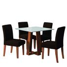 Conjunto Sala de Jantar Mesa Athenas Quadrada 0,90m 4 Cadeiras Trieste Madeirado/Chocolate Dobuê
