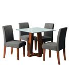 Conjunto Sala de Jantar Mesa Athenas Quadrada 0,90m 4 Cadeiras Trieste Madeirado/Mascavo Dobuê