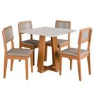 Conjunto Sala De Jantar Mesa Athenas Quadrada 4 Cadeiras Santiago Dobuê Madeirado Off White
