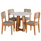 Conjunto Sala De Jantar Mesa Athenas Redonda 4 Cadeiras Santiago Dobuê Madeirado Cinza Conjunto Sala De Jantar Mesa Athenas Redonda 4 Cadeiras Santiago Dobuê Madeirado Cinza