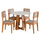 Conjunto Sala de Jantar Mesa Athenas Redonda 4 Cadeiras Santiago Dobuê