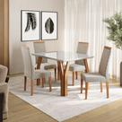Conjunto Sala de Jantar Mesa Atlas 120cm Tampo Vidro com 4 Cadeiras Atlas Madetal