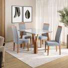 Conjunto Sala de Jantar Mesa Atlas 120cm Tampo Vidro com 4 Cadeiras Atlas Madetal