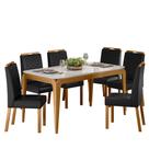 Conjunto Sala de Jantar Mesa Aurea 160X90 6 Cadeiras Aurea Ype/Offwhite/material sintético Preto Brilho