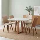 Conjunto Sala de Jantar Mesa Bennet com Vidro 4 Cadeiras Giratórias Madeira Maciça Dakota Conjunto Sala de Jantar Mesa Bennet com Vidro 4 Cadeiras Giratórias Madeira Maciça Dakota