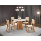 Conjunto Sala de Jantar Mesa Chilli 90cm Tampo Redondo com 4 Cadeiras Sol Bege/Mel/Blonde Conjunto Sala de Jantar Mesa Chilli 90cm Tampo Redondo com 4 Cadeiras Sol Bege/Mel/Blonde