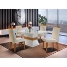 Conjunto Sala de Jantar Mesa Clarice 120x80cm Tampo Vidro/mdf Canto Reto com 4 Cadeiras Athenas