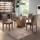 Conjunto Sala de Jantar Mesa Classic Tampo de Vidro 4 Cadeiras Vitória Conjunto Sala de Jantar Mesa Classic Tampo de Vidro 4 Cadeiras Vitória