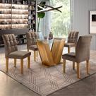 Conjunto Sala de Jantar Mesa Classic Tampo de Vidro 4 Cadeiras Vitória Conjunto Sala de Jantar Mesa Classic Tampo de Vidro 4 Cadeiras Vitória