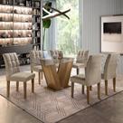 Conjunto Sala de Jantar Mesa Classic Tampo de Vidro 6 Cadeiras Vitória Conjunto Sala de Jantar Mesa Classic Tampo de Vidro 6 Cadeiras Vitória