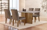 Conjunto Sala de Jantar Mesa com 4 Cadeiras Cayman Yescasa Marrom/Animalle Choc. Off White/Imbuia