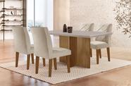 Conjunto Sala de Jantar Mesa com 4 Cadeiras Cayman Yescasa Marrom/Off White/Imbuia/Veludo Creme