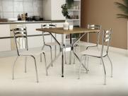 Conjunto Sala de Jantar Mesa com 4 Cadeiras Estofadas Cromado 885 Kappesberg Crome