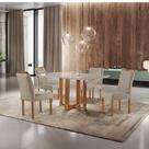 Conjunto Sala de Jantar Mesa com 4 Cadeiras Madeira Maciça Prada Linho Móveis Mix Conjunto Sala de Jantar Mesa com 4 Cadeiras Madeira Maciça Prada Linho Móveis Mix
