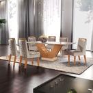 Conjunto Sala De Jantar Mesa Com Tampo De Vidro Safira 6 Cadeiras Atena
