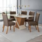 Conjunto Sala de Jantar Mesa com Vidro 6 Cadeiras Solus Conjunto Sala de Jantar Mesa com Vidro 6 Cadeiras Solus