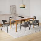 Conjunto Sala de Jantar Mesa com Vidro Candian 6 Cadeiras Bless Marrom/Off White/Preto Conjunto Sala de Jantar Mesa com Vidro Candian 6 Cadeiras Bless Marrom/Off White/Preto
