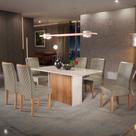 Conjunto Sala de Jantar Mesa Cris Piccola 136cm e 6 Cadeiras Veludo Elegance Nuova Sonetto