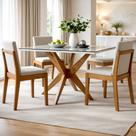 Conjunto Sala de Jantar Mesa Donna com 4 Cadeiras Lady em Madeira Maciça Conjunto Sala de Jantar Mesa Donna com 4 Cadeiras Lady em Madeira Maciça